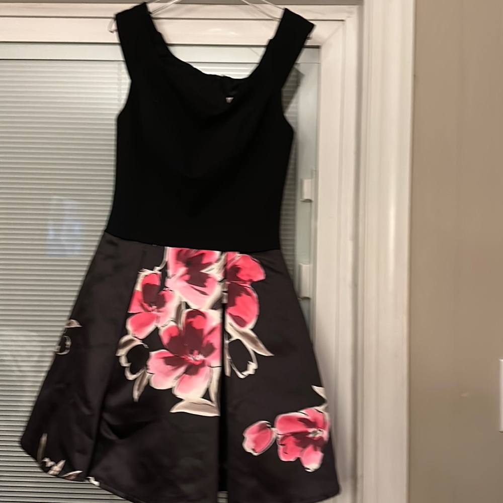 Maslavi Fit & Flare Cocktail Dress, Black/Blue Size 4 beautiful colors